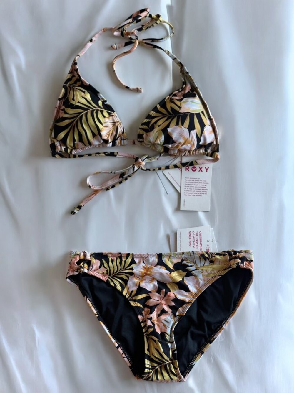 NWT Roxy Tropical Floral Bikini Set - Top and Bottoms Swimsuit
